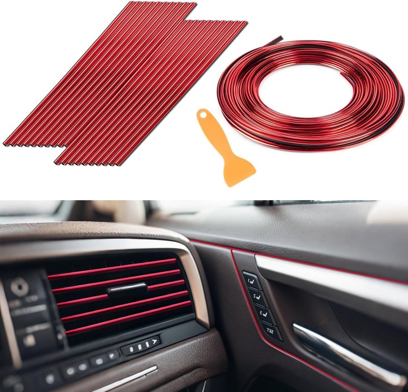 Rainflow Red Car Accessories - 20PCS Air Conditioner Decoration Strip and 33Ft Car Interior Trim with Installing Tool DIY Flexible Car Accessories Interior Suitable for Most Vehicles - Image 1